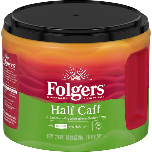 Folgers Half Caff Ground Coffee, Medium Roast, 22.6-Ounce
