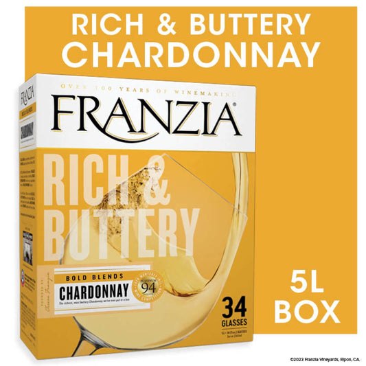 Franzia Rich & Buttery Chardonnay White Wine, 5 L Bag In Box, ABV 12.50%