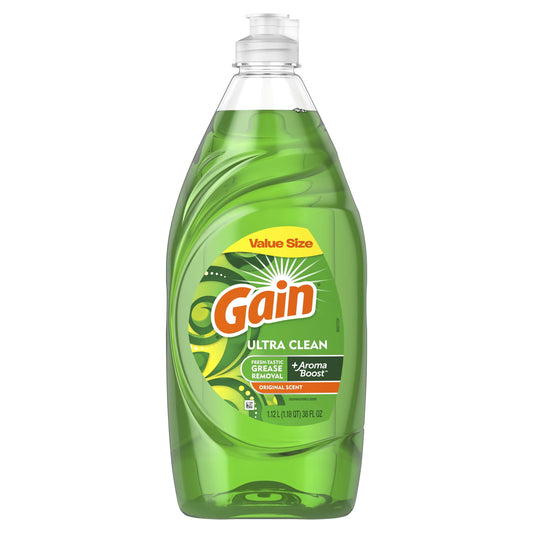 Gain Ultra Dishwashing Liquid Dish Soap, Original Scent, 38 fl oz