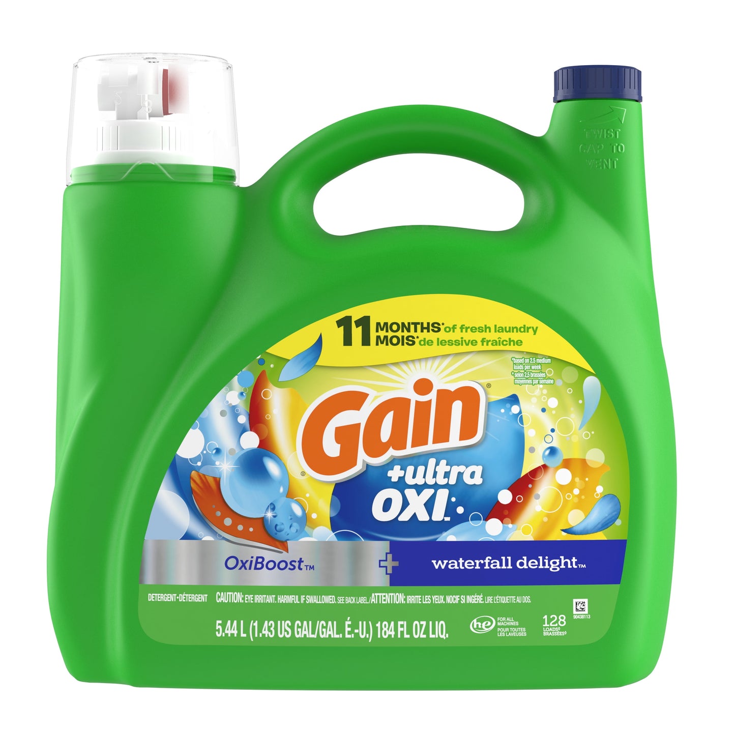 Gain Ultra Oxi Liquid Laundry Detergent, 128 Loads, 184 Fluid Ounces