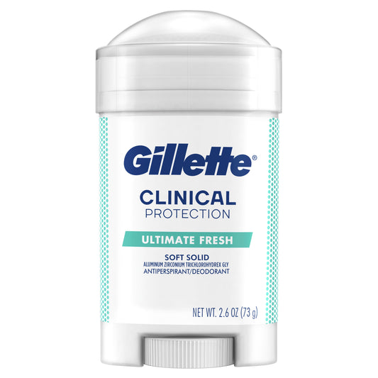 Gillette Antiperspirant Deodorant for Men, Clinical Soft Solid, Ultimate Fresh, 72 Hr. Sweat Protection, 2.6 oz