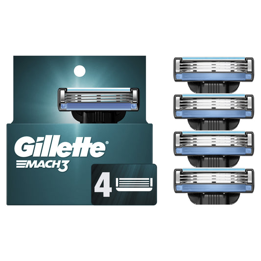 Gillette Mach3 Mens Razor Blades Refill Cartridges, 4 ct