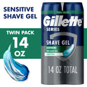 Gillette Series Soothing Shave Gel for Men with Aloe Vera, Twin Pack, 14 oz