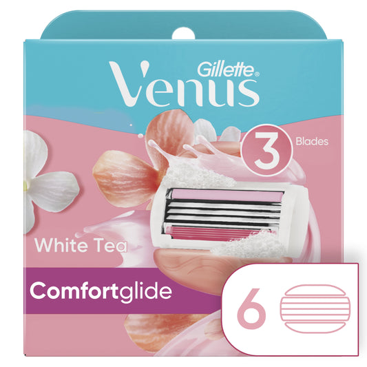 Gillette Venus Comfort Glide White Tea Women's Razor Blade Refills, 6 Count