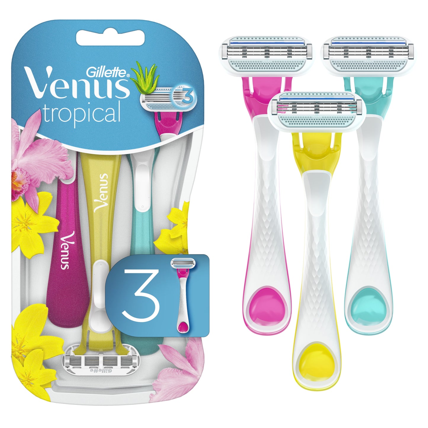 Gillette Venus Tropical Women's Disposable Razor, 3 Count