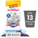 Glad ForceFlex MaxStrength with Clorox 13 Gallon Tall Kitchen Trash Bags, Mountain Air, 20 Bags