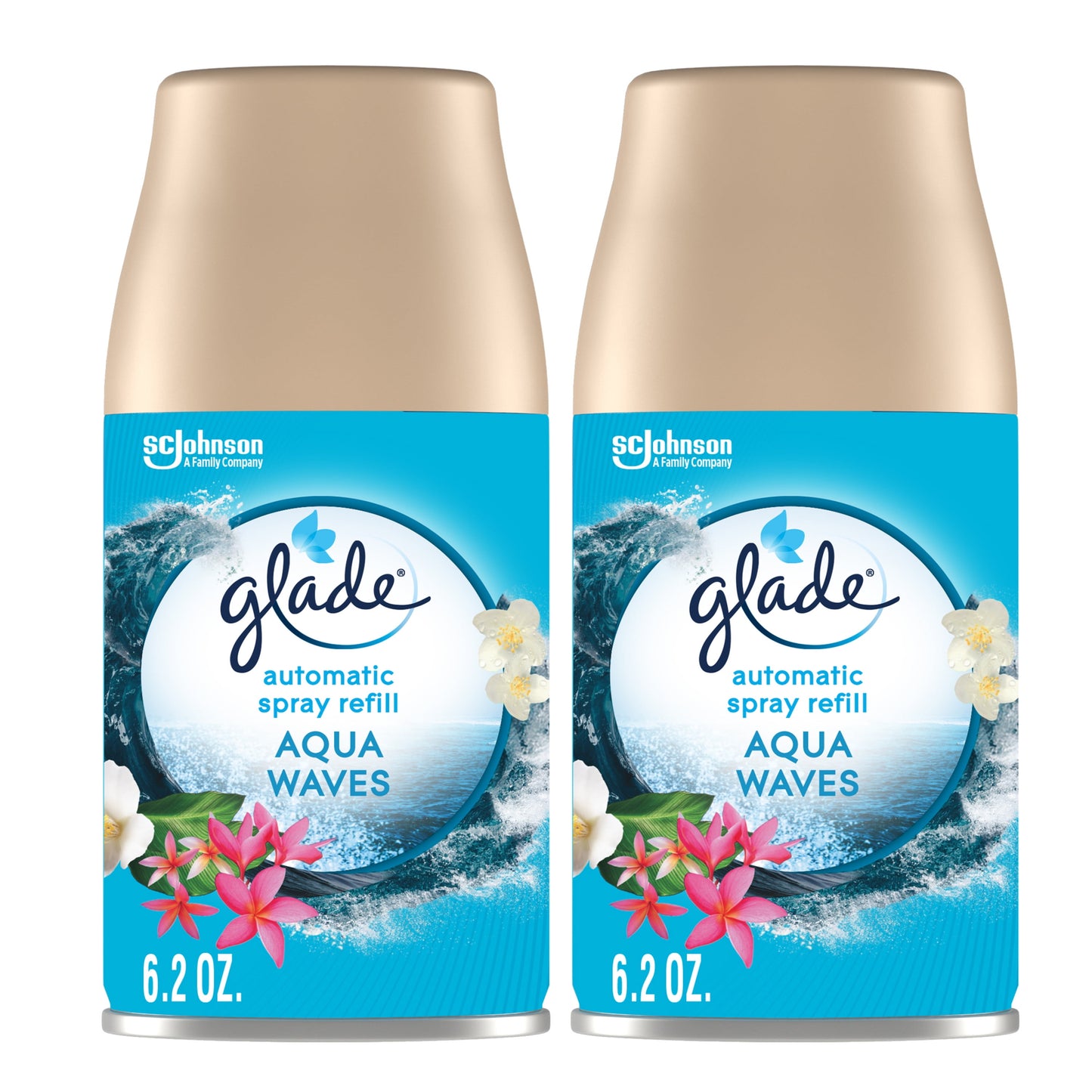 Glade Automatic Spray Refill, Air Freshener, Aqua Waves, 2 Refills, 2 x 6.2 Oz