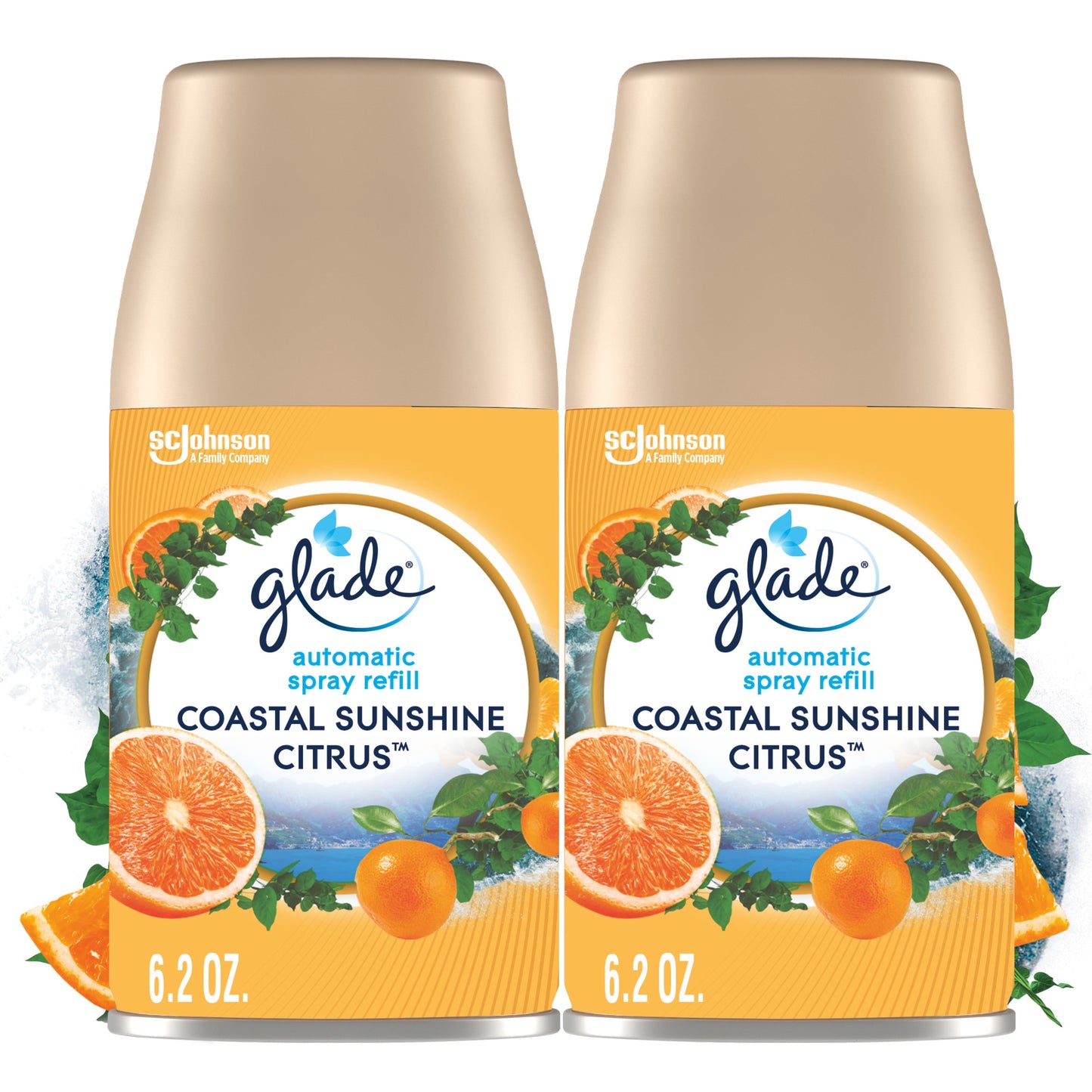 Glade Automatic Spray Refills, Air Freshener, Coastal Sunshine Citrus™, 2 x 6.2 oz