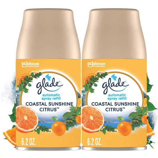 Glade Automatic Spray Refills, Air Freshener, Coastal Sunshine Citrus™, 2 x 6.2 oz