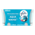 Glade Candle Aqua Waves Scent, 1-Wick, 3.4 oz (96.3 g) Each, 2 Counts, Fragrance Infused with Essential Oils, Notes of Sea Salt, Island Flowers, Ocean Air, Lead-Free Wick Scented Candles