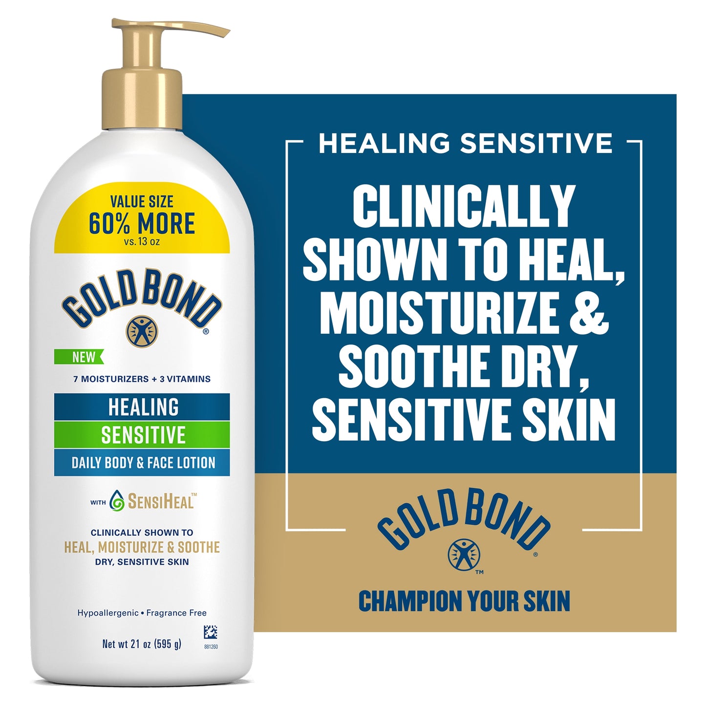 Gold Bond Healing Sensitive Skin Hand and Body Lotion & Cream for Dry, Sensitive Skin Value Size 21oz