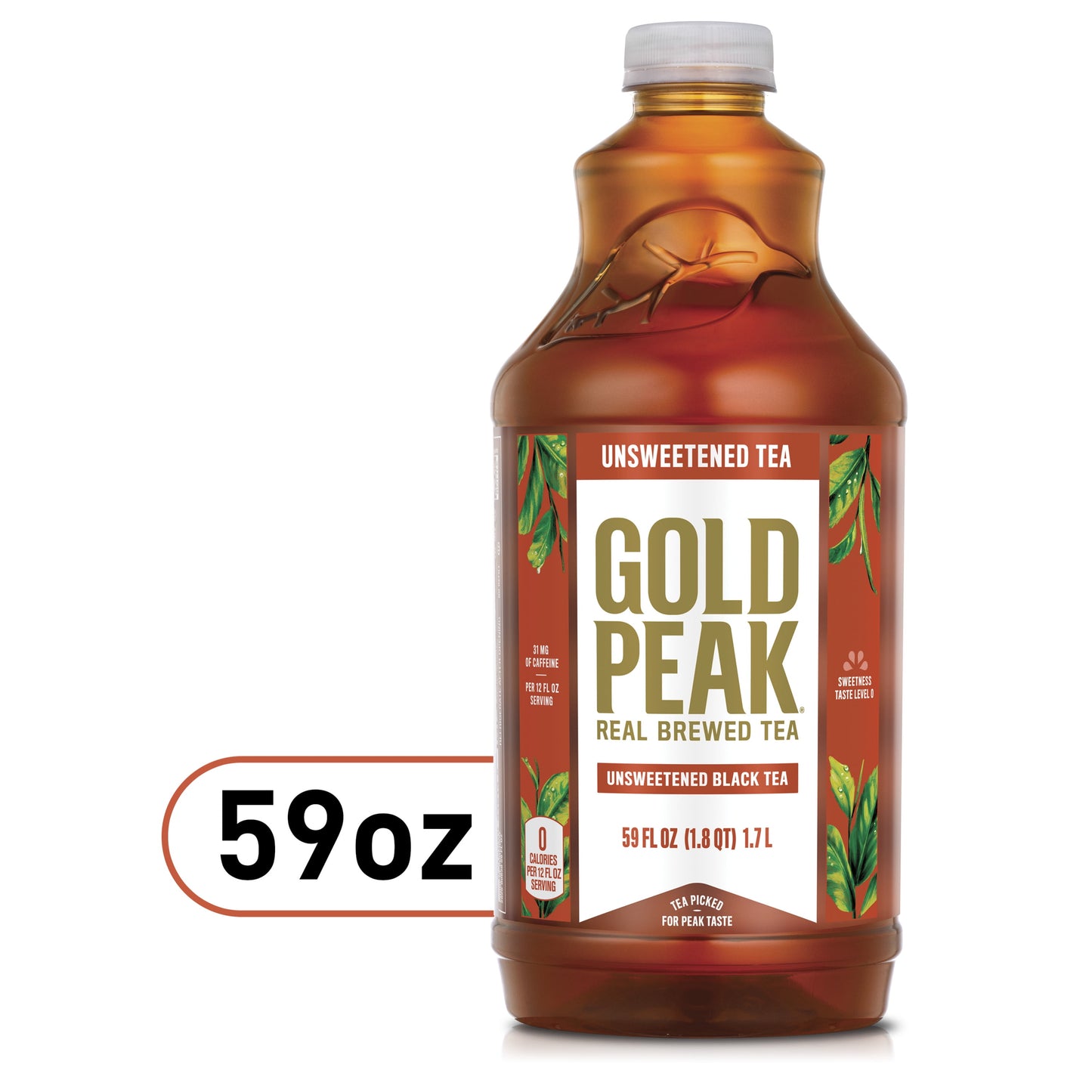 Gold Peak Real Brewed Tea Unsweetened Black Tea Drink, 59 fl oz