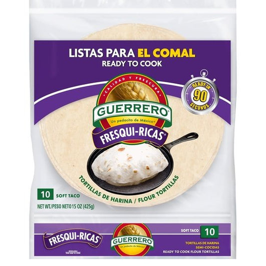 Guerrero Fresqui-Ricas Ready to Cook Soft Taco Flour Tortillas, 10 Count