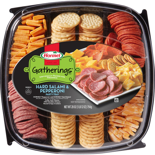 HORMEL GATHERINGS, Hard Salami and Pepperoni with Cheese and Crackers,  28oz Deli Party Tray