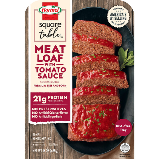 HORMEL SQUARE TABLE Meatloaf with Tomato Sauce Refrigerated Entrée, 15 oz Plastic Tray