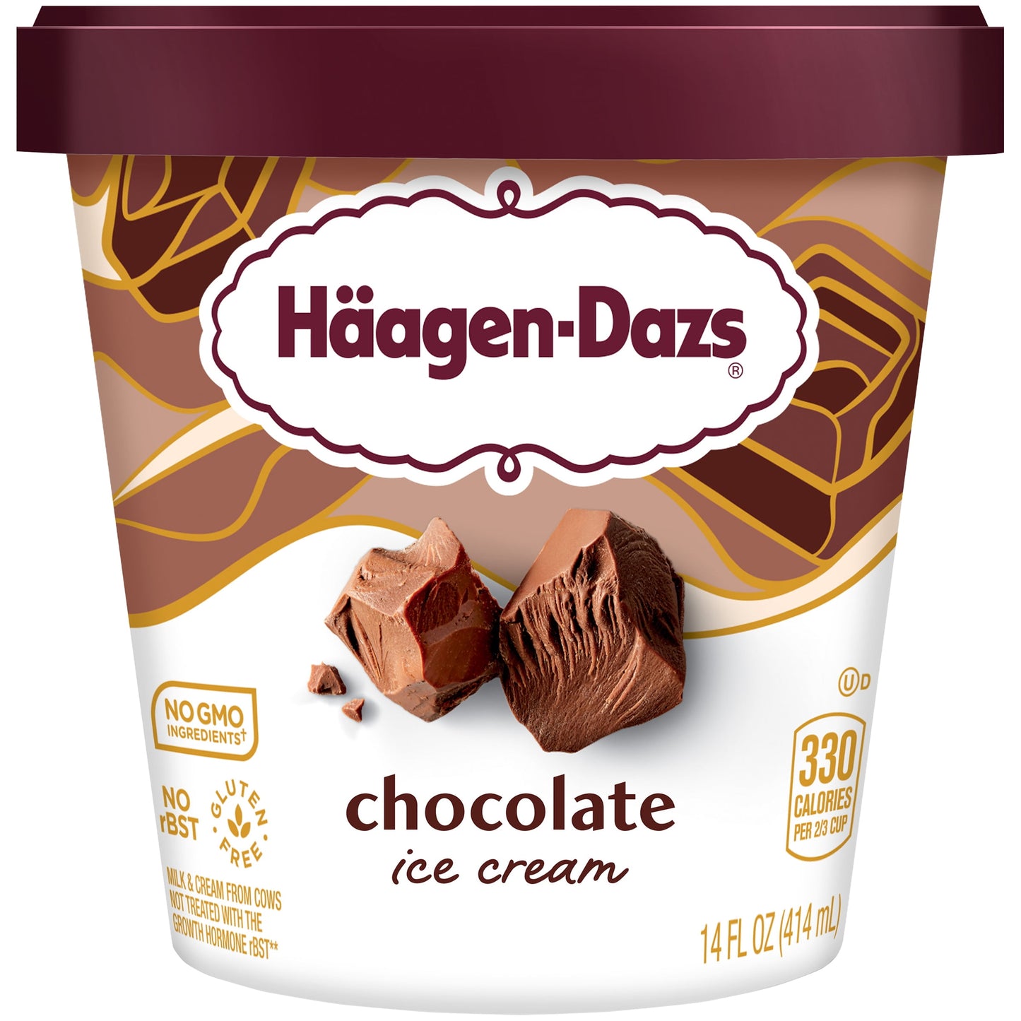 Haagen Dazs Chocolate Ice Cream, Gluten Free, Kosher, 1 Package, 14oz