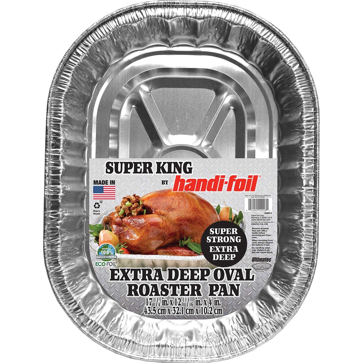 Handi-Foil Super King Aluminum Foil Extra Deep Oval Roaster Pan, 1 Count