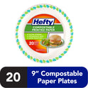 Hefty Compostable Printed Paper Plates, 8.6 inch, 20 Count