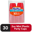 Hefty Disposable Mini Plastic Cups, Red, 2 Ounce, 30 Count