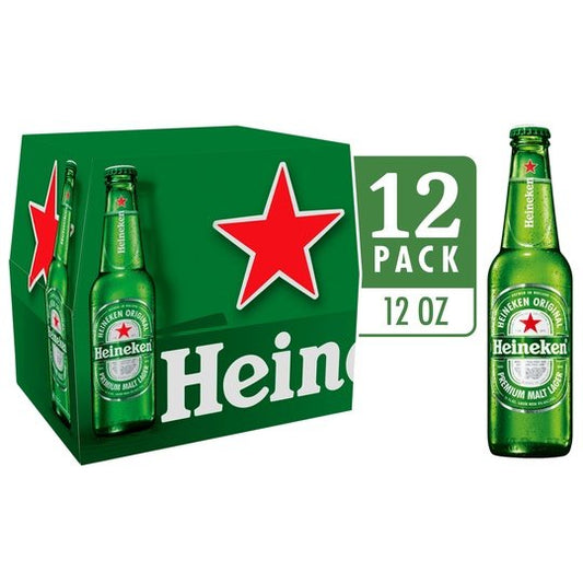 Heineken Original Lager Beer, 12pk 12oz Btls, 5% Alcohol by Volume