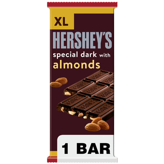 Hershey's Special Dark Mildly Sweet Chocolate with Almonds XL Candy, Bar 4.25 oz