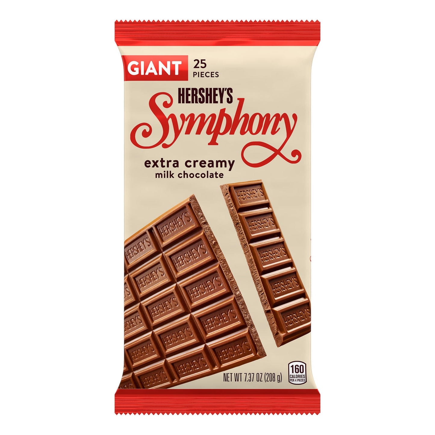 Hershey's Symphony Milk Chocolate Giant Candy, Bar 7.37 oz, 25 Pieces
