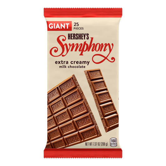 Hershey's Symphony Milk Chocolate Giant Candy, Bar 7.37 oz, 25 Pieces