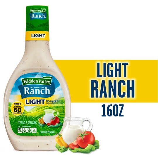 Hidden Valley Gluten Free Light Original Ranch Salad Dressing and Topping, 16 fl oz