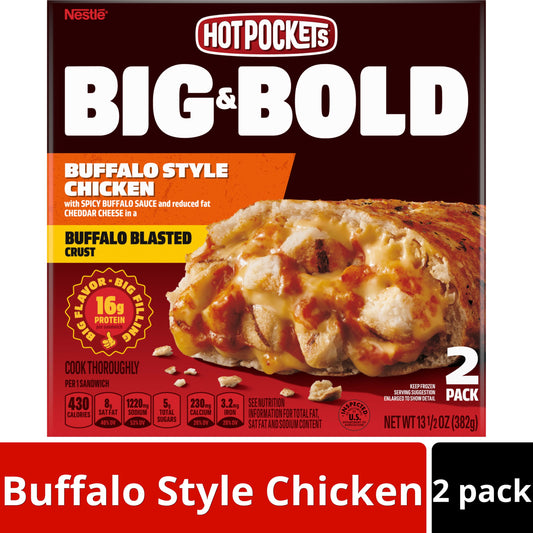 Hot Pockets Frozen Snacks, Big and Bold Buffalo-Style Chicken, 2 Giant Sandwiches