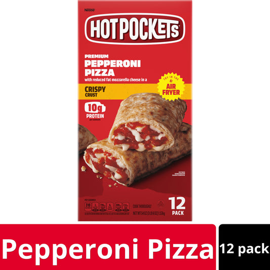 Hot Pockets Frozen Snacks, Pepperoni Pizza Crispy Crust, 12 Regular Sandwiches (Frozen)