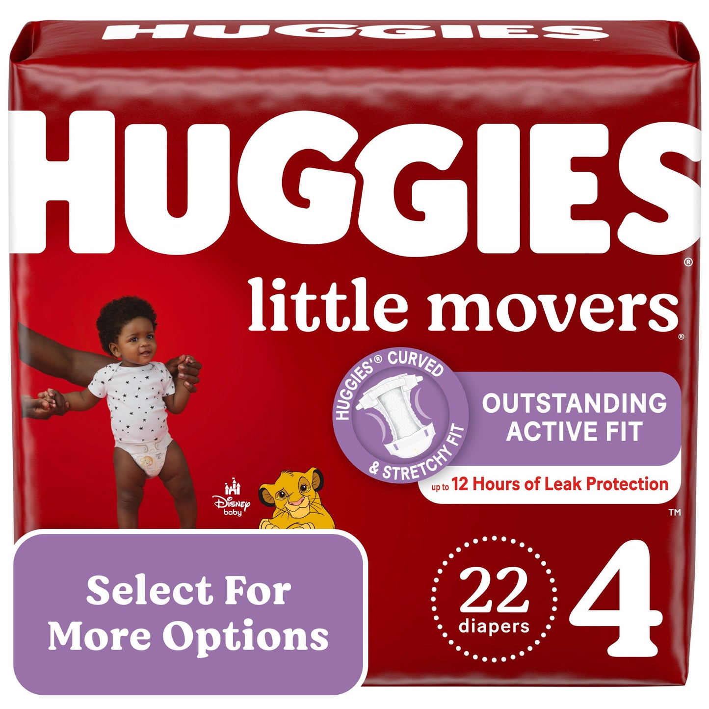 Huggies Little Movers Baby Diapers, Size 4, 22 Ct