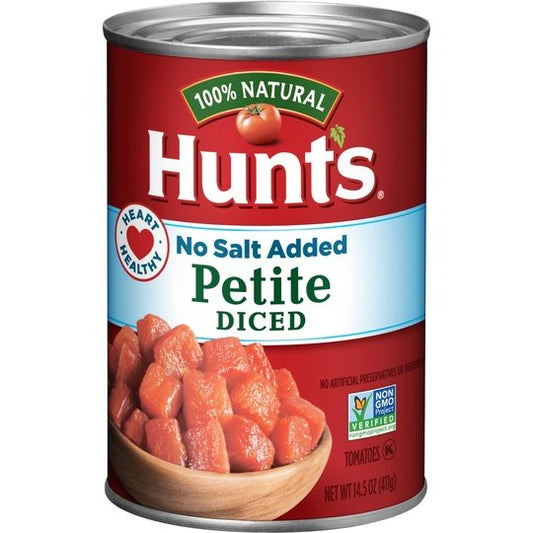 Hunt's Petite Diced Tomatoes, No Salt Added, 14.5 oz Can