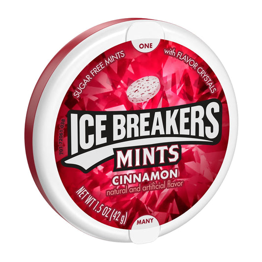 Ice Breakers Cinnamon Sugar Free Mints, Tin 1.5 oz