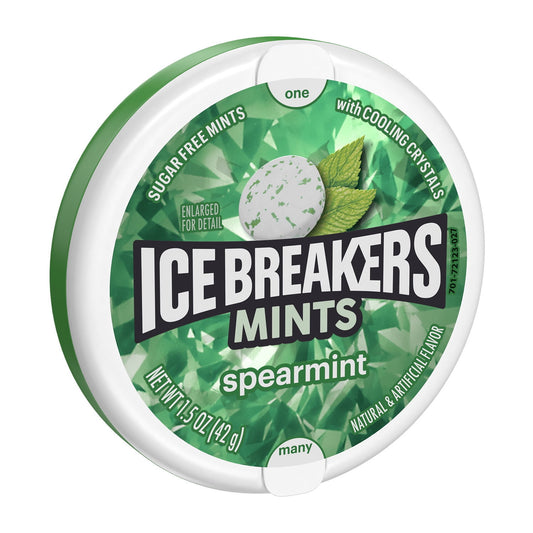 Ice Breakers Spearmint Sugar Free Mints, Tin 1.5 oz