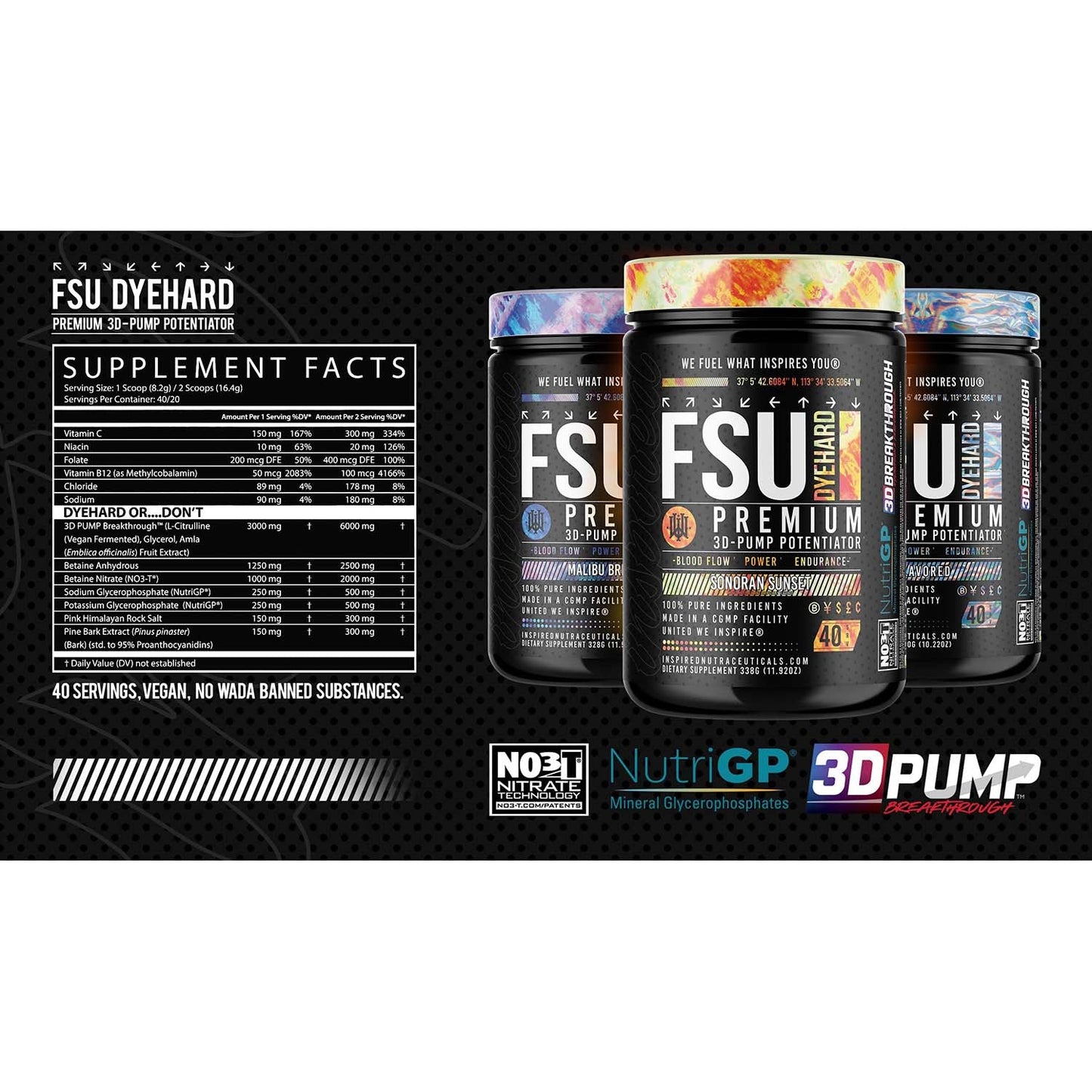Inspired Nutraceuticals FSU Dyehard Non-Stim Pump Pre 40 Servings