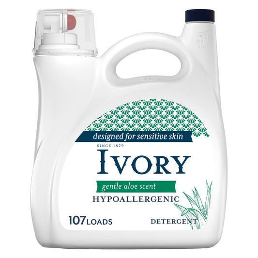 Ivory Gentle Aloe Scent Laundry Detergent, Designed for Sensitive Skin, 154 fl oz, 107 Loads