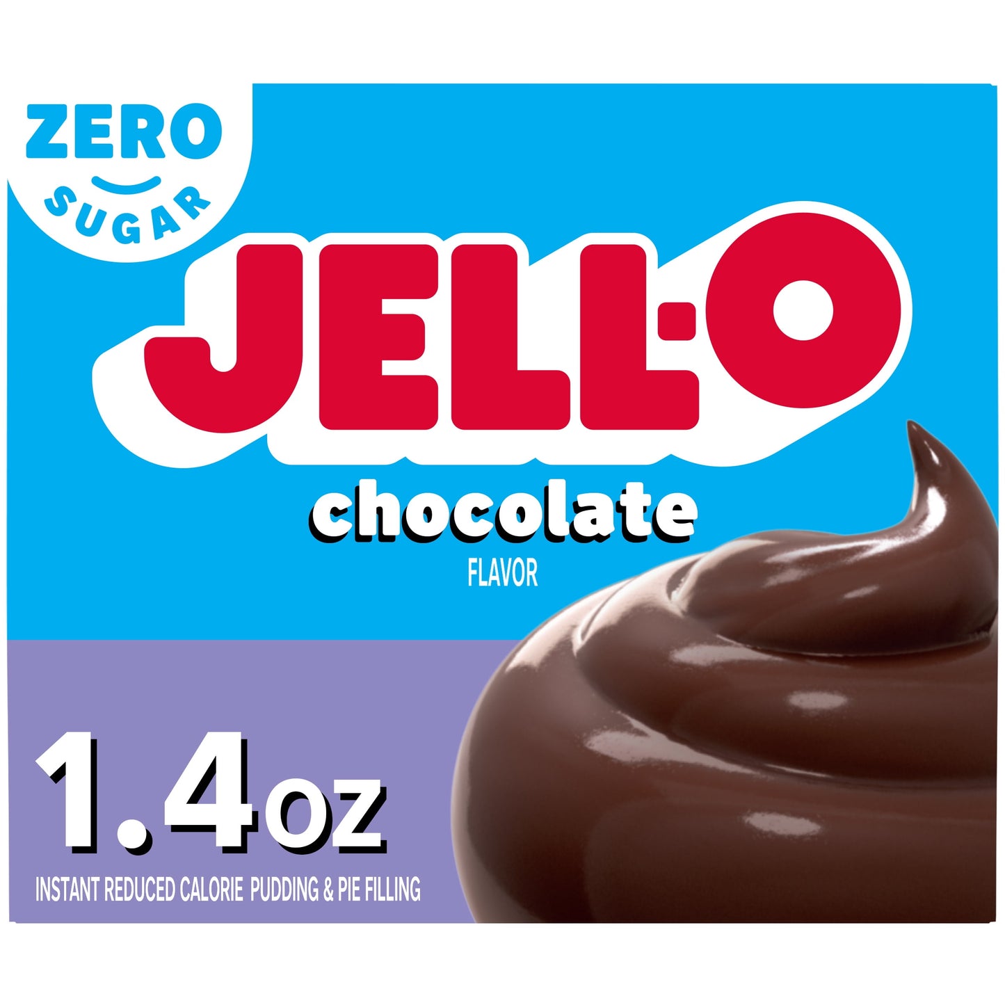 Jell-O Chocolate Flavor Zero Sugar Instant Reduced Calorie Pudding & Pie Filling Mix, 1.4 oz Box