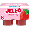 Jell-O Original Strawberry Jello Cups Gelatin Snack Value Pack, 8 Ct Cups