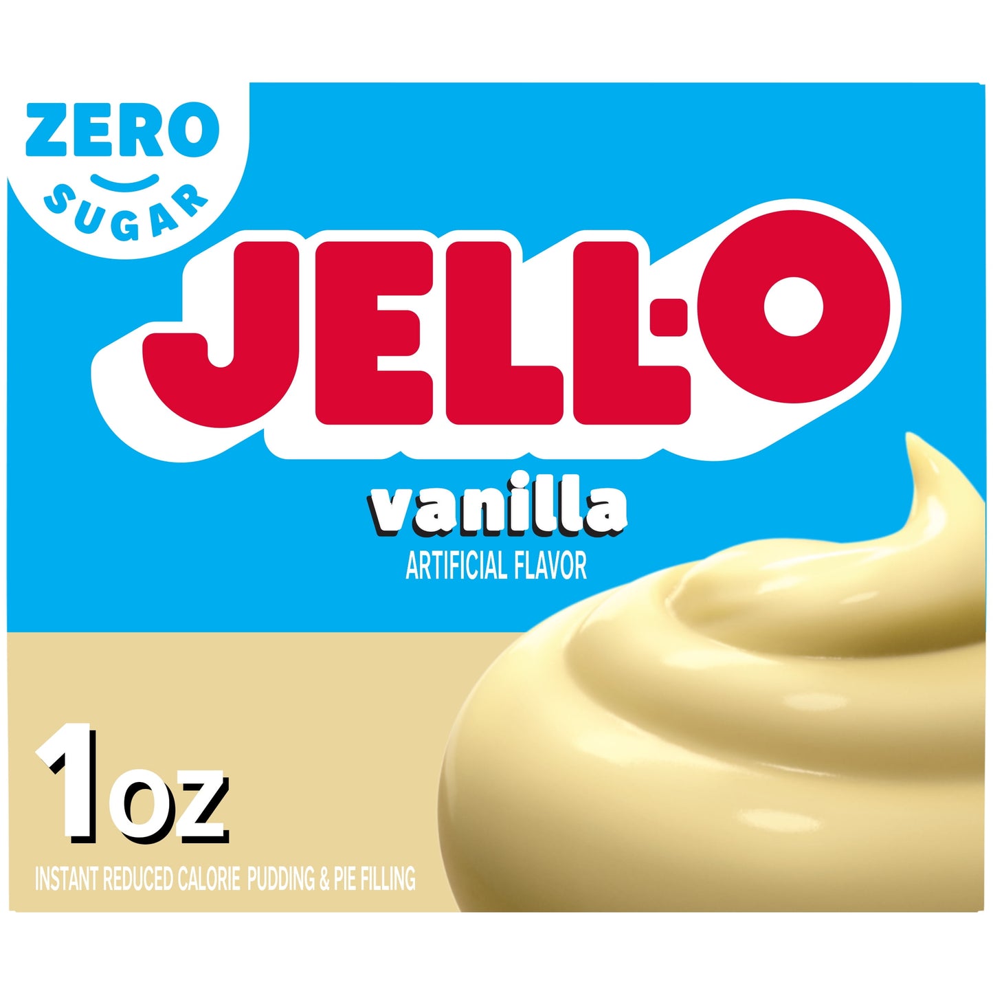 Jell-O Vanilla Artificially Flavored Zero Sugar Instant Reduced Calorie Pudding & Pie Filling Mix, 1 oz. Box