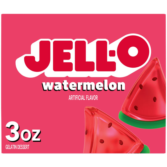 Jell-O Watermelon Artificially Flavored Gelatin Dessert Mix, 3 oz Box