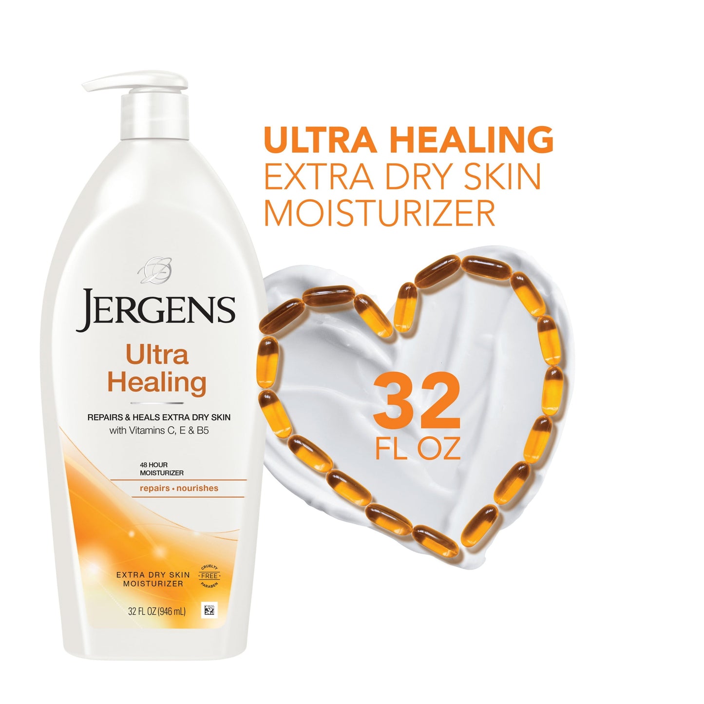 Jergens Hand and Body Lotion, Ultra Healing Dry Skin Moisturizing Body Lotion, 32 Oz