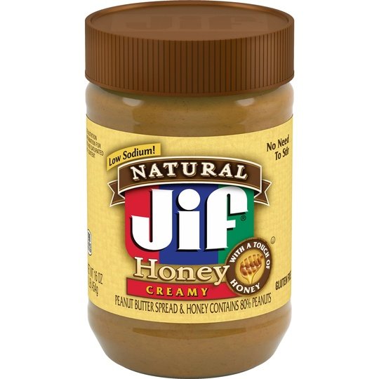 Jif Natural Creamy Peanut Butter Spread and Honey  Contains 80% Peanuts, 16 Ounces