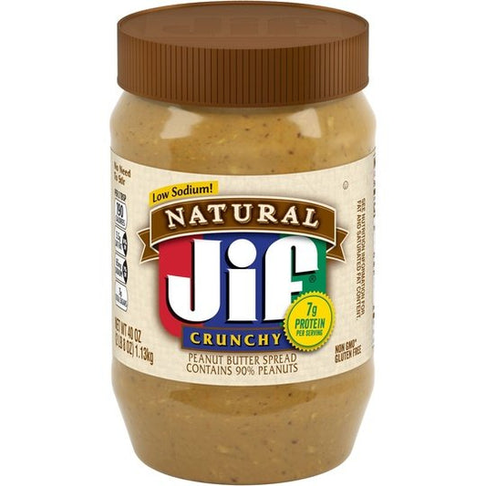 Jif Natural Crunchy Peanut Butter Spread  Contains 90% Peanuts, 40 Ounces