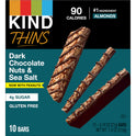 KIND Thins Gluten Free Dark Chocolate Nuts & Sea Salt Snack Bars, 0.74 oz, 10 Count