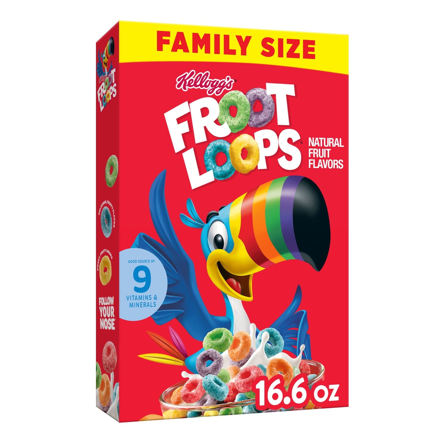 Kellogg's Froot Loops Original Breakfast Cereal, Family Size, 16.6 oz Box