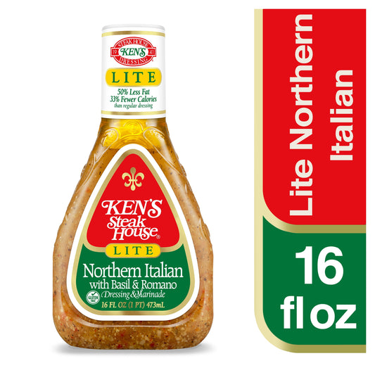 Ken's Steak House Lite Northern Italian with Basil & Romano Dressing & Marinade 16 fl oz