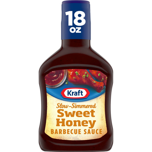 Kraft Sweet Honey Slow-Simmered Barbecue BBQ Sauce, 18 oz Bottle