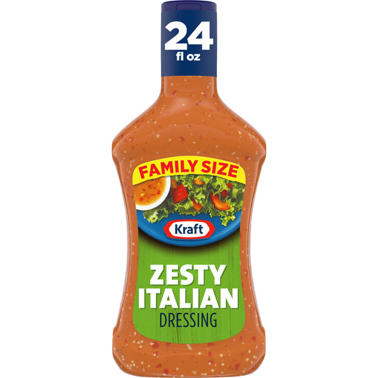 Kraft Zesty Italian Salad Dressing Family Size, 24 fl oz Bottle