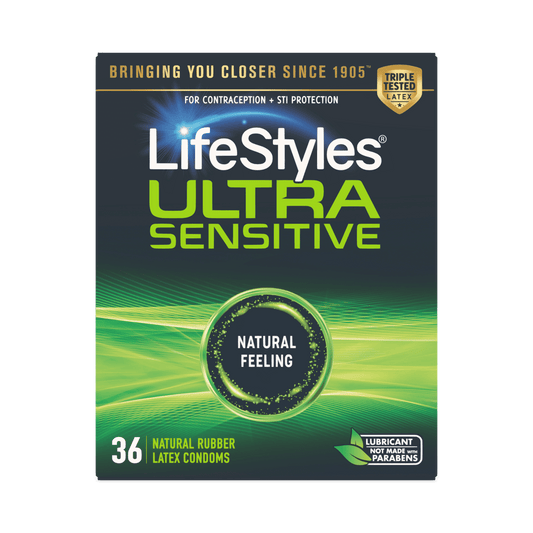 Lifestyles Ultra Sensitive Latex Lubricated Condoms, 36 Count