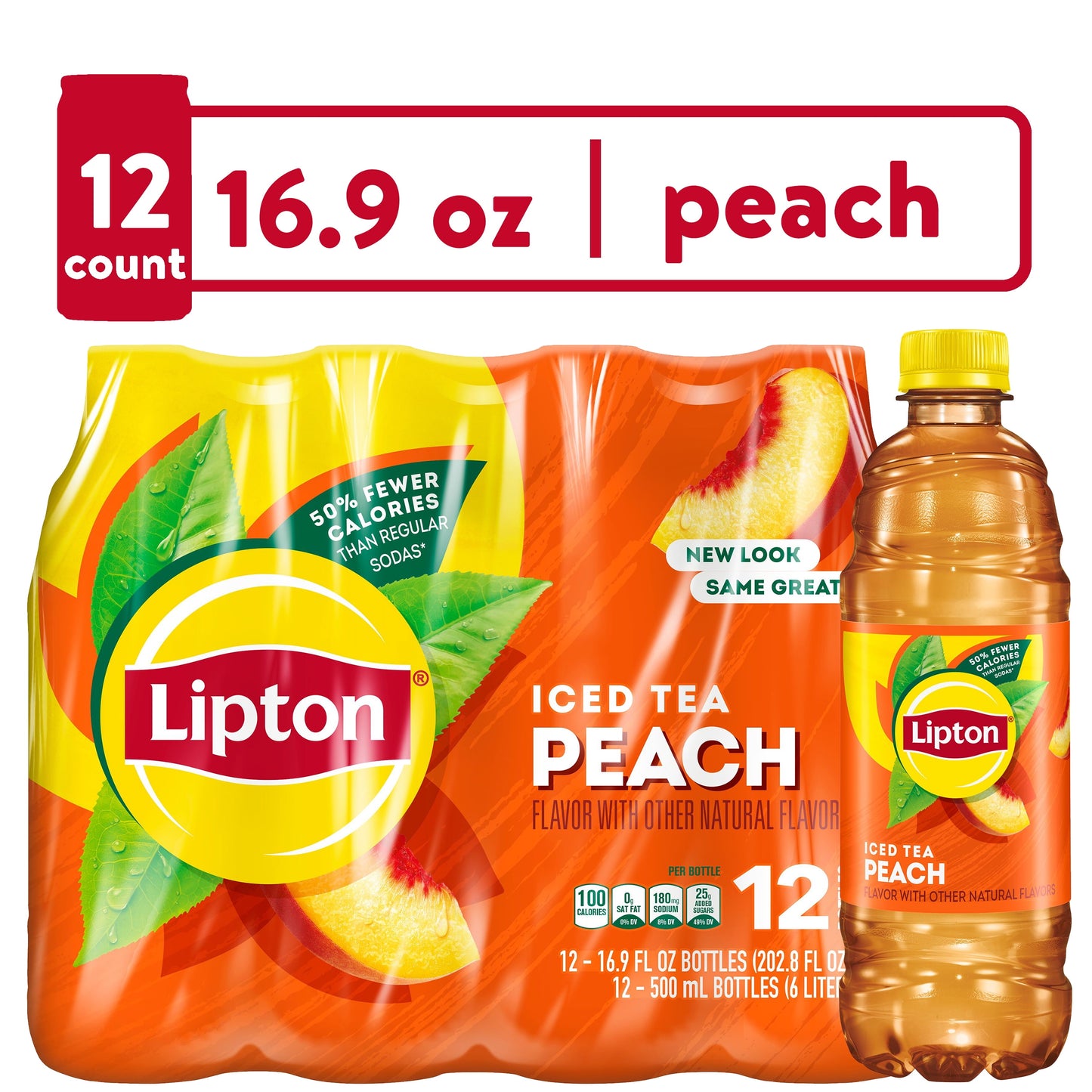 Lipton Peach Iced Tea, 16.9 oz, 12 Pack